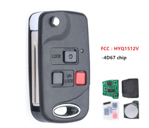 New 3 button Replacement Flip Remote Key Fob for Lexus GX470 LX470 2003 2004 2005 HYQ1512V with 4D67 chip