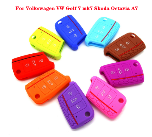 Hot silicone car key cover case shell fob For Volkswagen VW Golf 7 mk7 Skoda Octavia A7 for SEAT Leon Ibiza 3 Car-styling