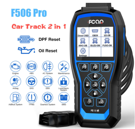 2021 FCAR Heavy Duty Truck Code Reader F506 PRO Enhanced Full-Systems OBD2 Scan Tool for DPF Reset & Regeneration and Diesel OBD