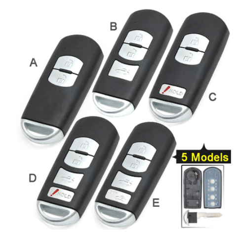 for Mazda 3 5 6 CX-5 CX-7 CX-9 Replacement 2/ 3/ 2+1/ 3+1/ 4 Button Smart Remote Car Key Shell Case Fob with Uncut Blade