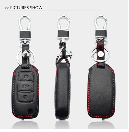 Leather Car Key Case For VW Volkswagen Polo Golf Passat Beetle Caddy T5 Up Eos Tiguan Skoda A5 SEAT Leon Altea Flip Remote Cover