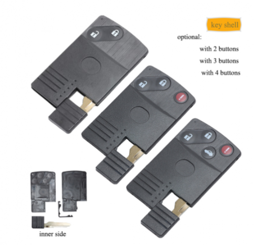 Replacement Smart Card Remote Key Shell- 2/ 2+1/ 3/ 3+1/ 4 Buttons& Uncut Blade-FOB for Mazda 5 6 CX-7 CX-9 RX8 Miata MX5