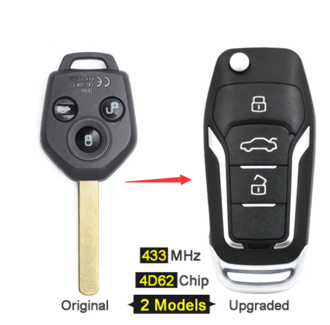 433MHz 4D62 Chip Origianl/ Upgraded Flip Folding 3 Button Remote Key Fob key for Subaru Forester 2008 2009 2010 2011 2012