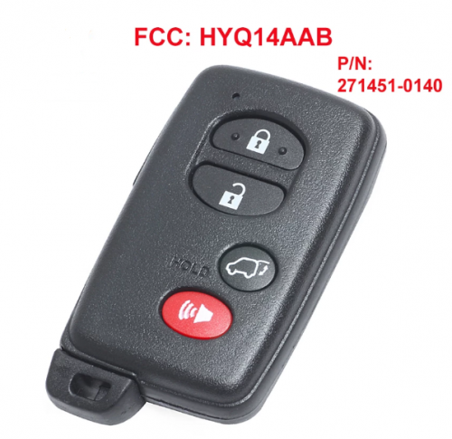 Smart Remote Key 4 Button Fob for Toyota Highlander 2008 2009 2010 2011 2012 2013 FCC ID: HYQ14AAB P/N: 271451-0140