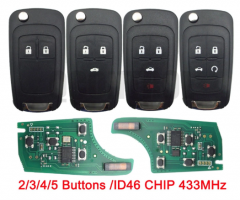 2/3/4/5 Buttons Flip Folding Remote Car Key Fob For Chevrolet Cruze Malibu Aveo Spark Sail orlando Key 433MHz ID46 Chip