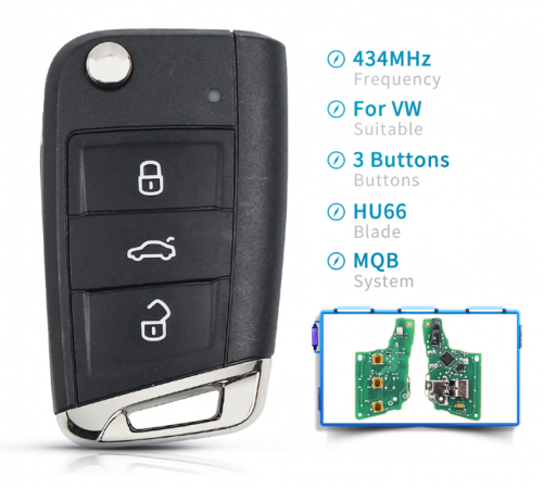 Original Half Smart Option Remote Car Key 434MHz MQB ID48 For VW Skoda Seat Golf 7 MK7 Touran Polo Tiguan 5G6959752AB 3 Buttons