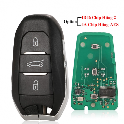 Smart Keyless Go Remote Key 3 Buttons 433MHz 4A PCF7945 ID46 chip for Peugeot 308 408 508 5008 Emergency key HU83/VA2