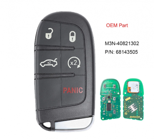 OEM Remote Fob 5 Button Smart Proximity Key Keyless for Jeep Grand Cherokee 2014-2017 FCCID: M3N-40821302 P/N: 68143505