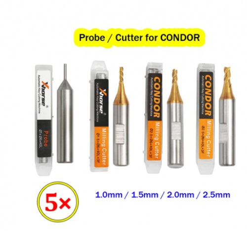 5PCS 1.0mm 1.5mm 2.0mm 2.5mm Milling Cutter Probe for Xhorse CONDOR XC MINI XC-007 Dolphin XP-005 XP-007 Key Cutting Machine