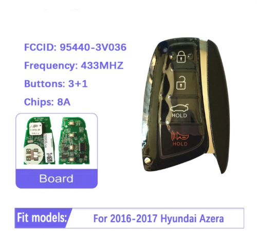 4 Button Genuine Smart Key Remote 2016-2017 433MHz 95440-3V036 for Hyundai Azera
