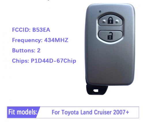 Toyota Land Cruiser 2007+ Smart Key 2Buttons B53EA P1 D4 4D-67 Chip 433MHz Light Gray 89904-60210 Keyless Go A433