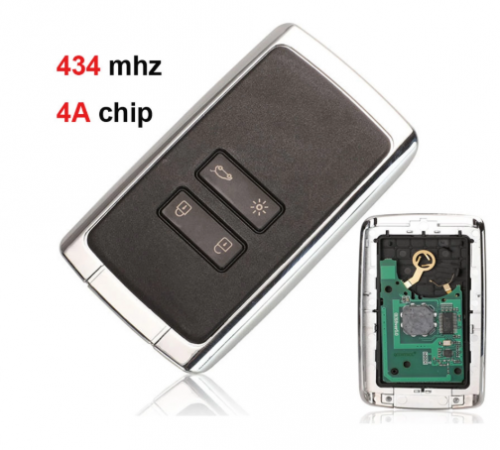 Car Alarm 4 Button Smart Remote Key 434mhz Hitag AES 4A Chip For Renault Megane 4 Keyless Go / Entry Car Key