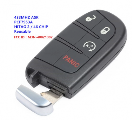 M3N-40821302 Smart Remote Key 3+1 Button 433MHz ID46 Chip Fob for Dodge Challenger Journey 2014 2015 2016 2017 2018 FCC: M3N-40821302