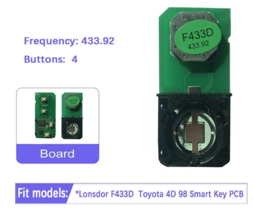 Lonsdor F433D 433.92MHz FSK Toyota 4D 98 Smart Key PCB