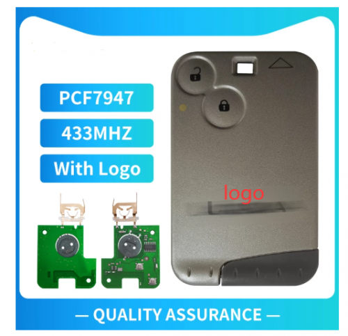 2 Button 433MHZ Original PCF7947 Chip Remote Card for Renault Laguna Espace Velsatis Card With logo