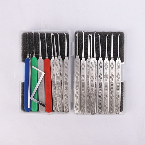 HUK 18pcs High-quality stainless steel Locksmith Tools Single Hook Unlocking Lock Pick Set