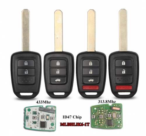 2/3/4 BTN Car Key Fob PCF7961 Chip Remote Key Fob For Honda 2013-2015 CRV 2013-2017 Accord Civic Fit MLBHLIK6-1T ID47
