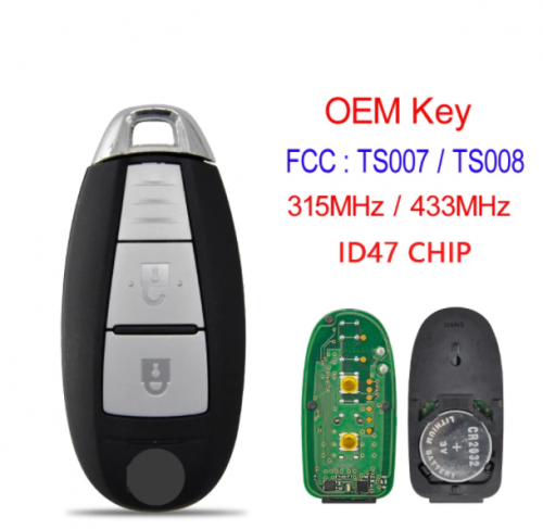 2 Buttons Smart Key Card 315MHz/433MHz PCF7953XTT ID47 Chip for Suzuki Swift SX4 Vitara 2010-2015 FCC: TS007/TS008