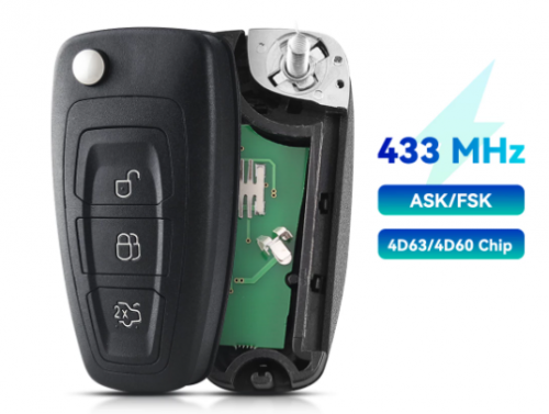 Remote ASK/FSK 3 Buttons Flip Remote Car Key Fob For Ford Focus Mondeo C-Max S-Max Fiesta 2013+ HU101 434Mhz 4D63 Chip