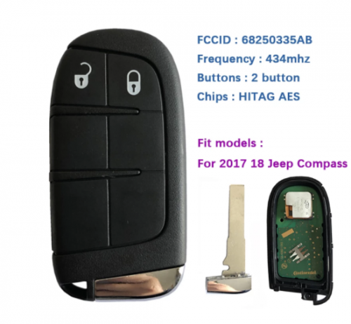 Original 2 Buttons Jeep Compass Smart Remote Key With 433mhz 4A Chip Keyless Entry SIP22 Blade FCCID M3N-40821302