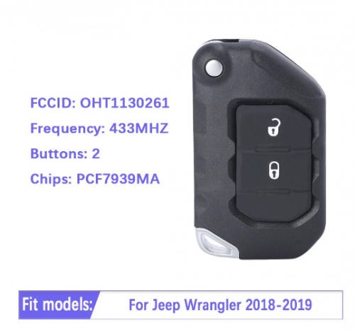 Flip Remote ASK 433MHZ PCF7939M 4A Chip For Jeep Wrangler Folding Key 2018-2019 FCCID OHT1130261