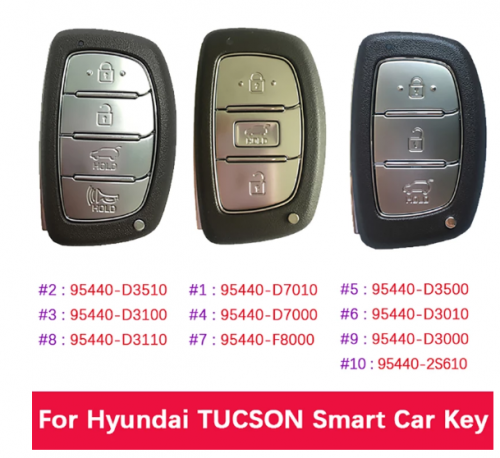 3/4 Button Hyundai Tucson Smart Key 95440-D7010 95440-D3510 95440-D3000 D7000 D3500 D3010 D3110 2S610 D3100 F8000