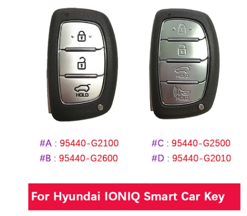 3/4 Button 2016-2019 Hyundai Ioniq Smart Key 433Mhz 47 Chip 95440-G2010 95440-G2500 95440-G2600 95440-G2100