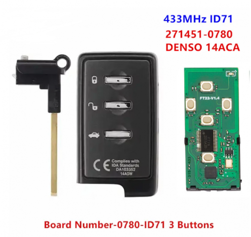 3 Buttons Smart Key For Subaru Remote Denso 14ACA PN Number 88835-AG010 271451-0780 Frequency 433mhz ASK