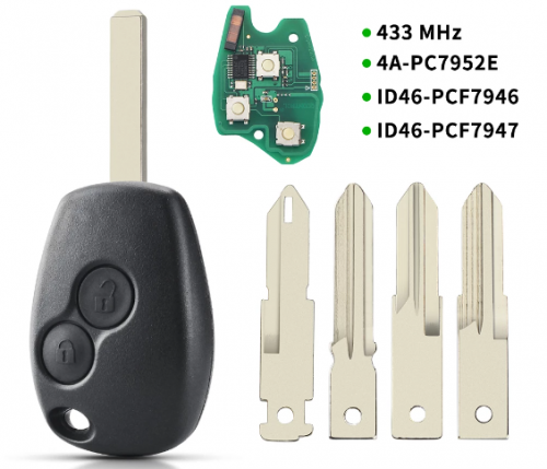 Remote Key 2 Buttons For Renault Duster Modus Clio 3 Twingo DACIA Logan Sandero Kangoo 433MHz PCF7946/PCF7947/pcf7952E