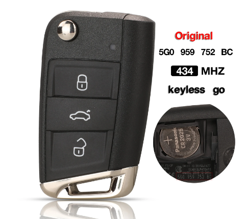 Original For VW MQB Golf 7 Smart Proximity Key 434 MHz Keyless Go 5G0 959 752 BC/5G0959752BC----- With logo