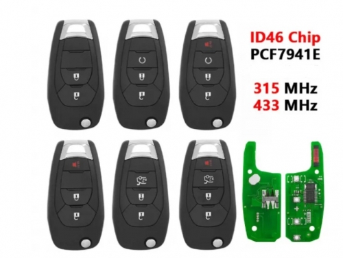 2/3/4 Button Flip Remote Car Key ID46/PCF7941E Chip 315/433Mhz for Chevrolet Cruze Avo Trailblazer Onix Tracker Smart Key