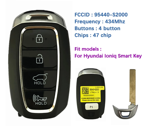 4 Button Smart Key For Hyundai SantaFe Proximity Remote 433Mhz 47 Chip TQ8-FOB-4F19 95440-S2000