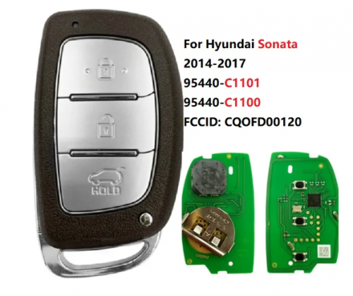 PN 95440-C1101 For Hyundai Sonata 2014-2017 8A Chip Smart Key Remote 3 Buttons 433MHz 95440-C1100 NNA FCCID CQOFD00120