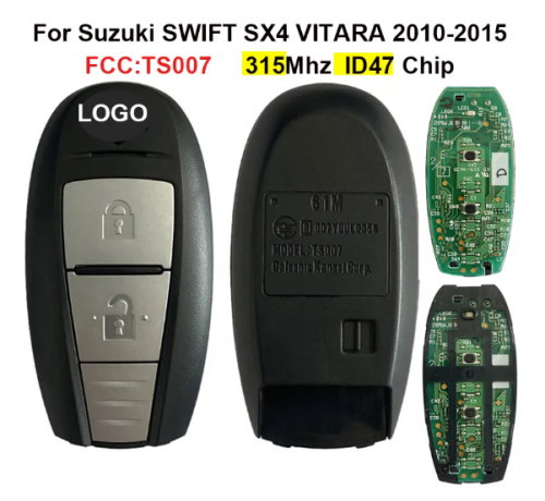 2 Buttons OEM Smart Remote Car Key Fob for Suzuki SWIFT SX4 VITARA 2010-2015 FCC TS007 315Mhz with ID47 Chip