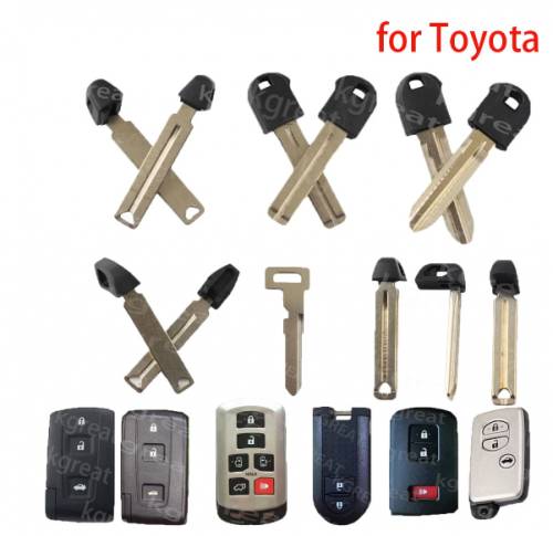 10pcs Emergency Key Fob Uncut Blade Blank Insert for Toyota Camry Reiz Crown Prado LAND CRUISER RAV4 Lexus smart card remote control