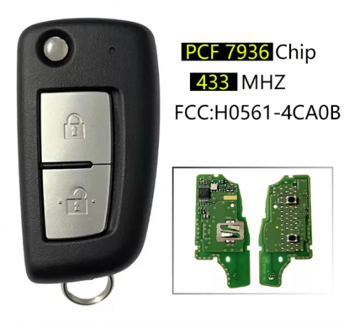 Original  Key for Nissan Frequency 433 MHz Transponder PCF 7936 HITAG 2 ID46 Part No H0561-4CA0B TWB1G0076 For Nissan X-Trail flip remote 2015+