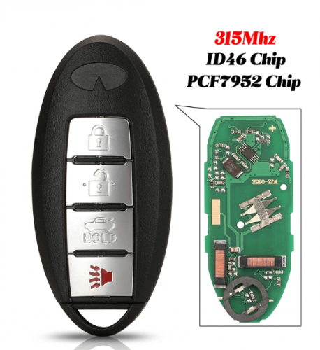 315 MHz 3+1 Buttons Smart Proximity Key for Nissan / Inifiniti - KR55WK49622/ KR55WK48903