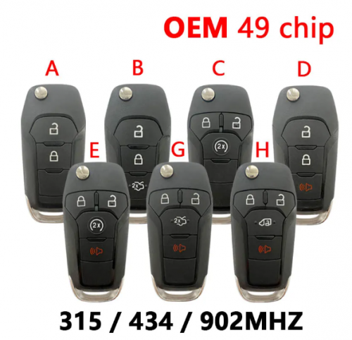 OEM Flip Remote Car Key 315/434/902MHz 2-4 Button 49 Chip For Ford 2015-2020 Transit Connect F150 Strattec With Logo