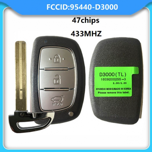 3 Buttons 434 MHz Smart Proximity Key for Hyundai Tucson 2016 -2017 95440-D3000 - With ID47 Chip No Logo
