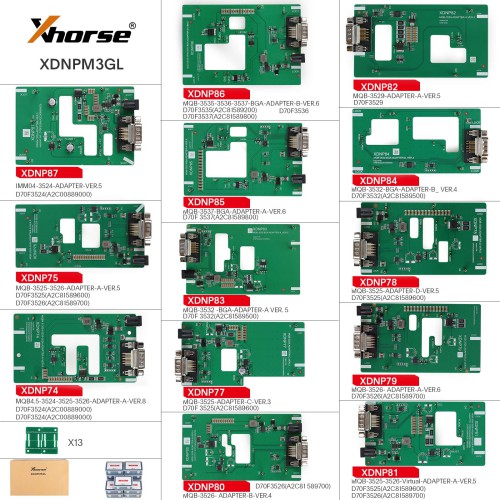 2023 Xhorse MQB48 No Disassembly No Soldering 13 Full Set Adapters XDNPM3GL