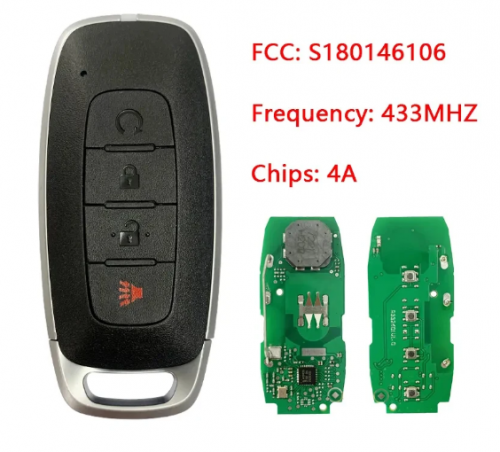 4 Buttons Smart Key For Juke Qashqai Micra Note E-power Remote Control FCC S180146106 433MHZ 4A Chip No Logo