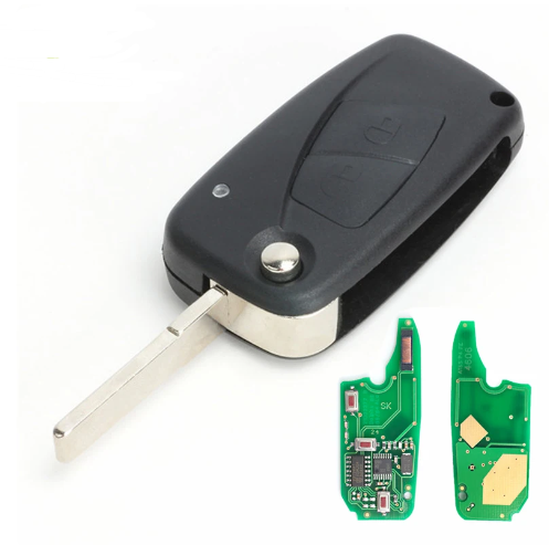 Flip Remote Key 2 Button 434MHz PCF7946 for FIAT Punto Ducato Stilo Panda Central Black With Logo