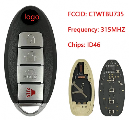 FCC CTWTBU735 315Mhz 46 chip Smart Card auto Remote Key for Nissan Altima Maxima Sentra With Logo