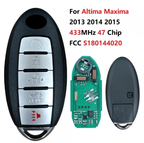 FCC S180144020 5 Buttons 433MHz 47 Chip Remote Car Key For Nissan Altima Maxima 2013~2015 KR5S180144014 No Logo