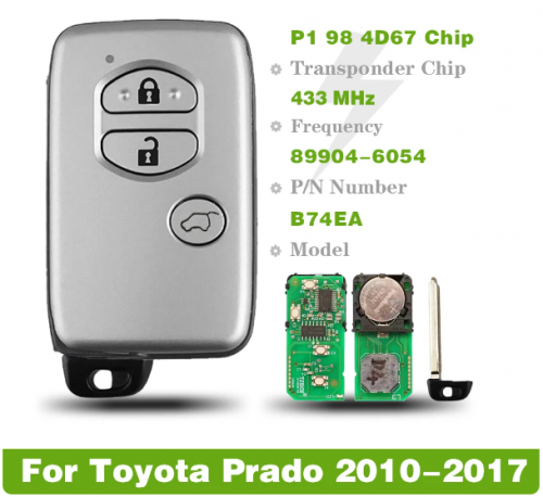 Aftermarket For Toyota Prado 2010-2017 Proximity Smart Key Remote 433MHz Board No 61A541-0030 89904-60540 B74EA With Logo