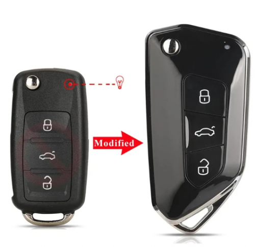 3 Buttons Modified Car Remote Flip Folding Key Shell Case for VW Golf Tiguan Polo Passat B5 Jetta Volkswagen Skoda Seat With Logo