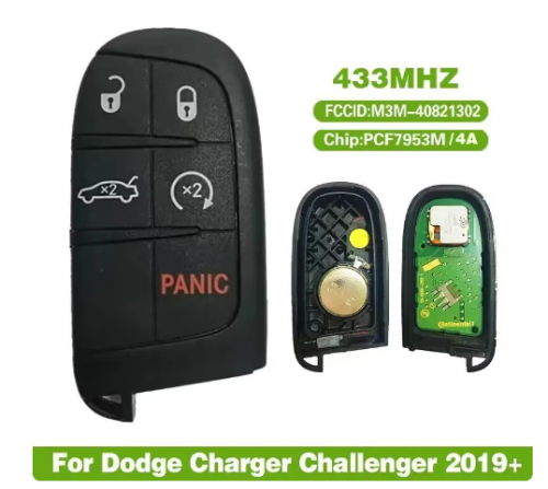 Original Smart Key For Dodge Charger Challenger 2019+ M3N-40821302, 68394195AA HITAG AES 4A Chip 433Mhz Genuine Car Key With Logo