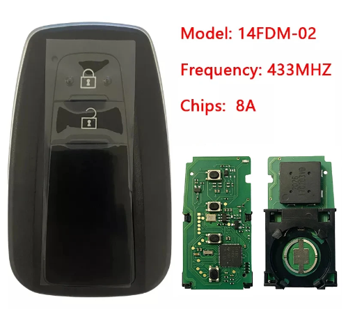 2 Buttons Smart Key For Toyota CHR Proximity Remote FCCID 14FDM-02 433MHz H/8A Chip With Logo