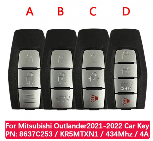 Original Smart Key For Mitsubishi Outlander 2021-2022 3 Button Remote Control PN 8637C253 KR5MTXN1 4A Chip 433Mhz With Logo