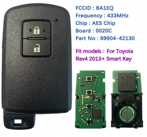 For Toyota Rav4 2013+ Smart Key 2Buttons BA1EQ P1 88 DST-AES Chip 433MHz 89904-42130 Keyless Go With Logo
